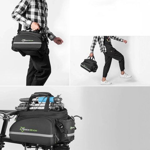 Torba rowerowa na bagażnik 35l z rozkładanymi kieszeniami A6-03BK - czarna