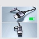 Adapter audio z funkcją ładowania 2w1 USB-C - USB-A/C minijack - czarny