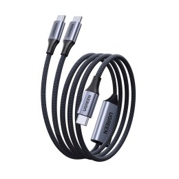 Kabel przewód 2w1 do szybkiego ładowania transmisji USB-C - 2xUSB-C PD 140W 2m - czarny