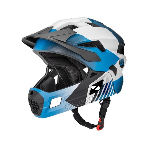 Kask rowerowy dziecięcy z odpinaną szczęką rozmiar M 54-57cm - niebieski
