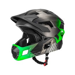 Kask rowerowy dziecięcy z odpinaną szczęką rozmiar M 54-57cm - zielony