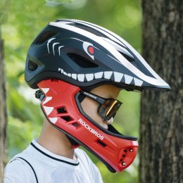 Kask rowerowy dziecięcy z odpinaną szczęką rozmiar M 54-58cm - czarny rekin