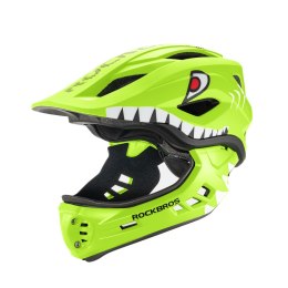 Kask rowerowy dziecięcy z odpinaną szczęką rozmiar M 54-58cm - zielony rekin