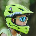 Kask rowerowy dziecięcy z odpinaną szczęką rozmiar M 54-58cm - zielony rekin