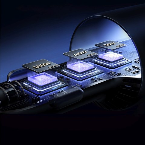 Ładowarka samochodowa USB-A USB-C z kablem 145W - ciemnoszara