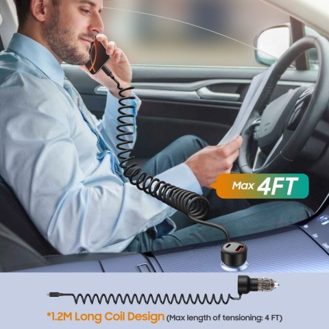 Ładowarka samochodowa + kabel USB-C CC05 PD 60 W - czarna