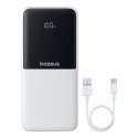 Powerbank 10000mAh 22.5W Lipow z wbudowanymi kablami USB-C iPhone Lightning - biały