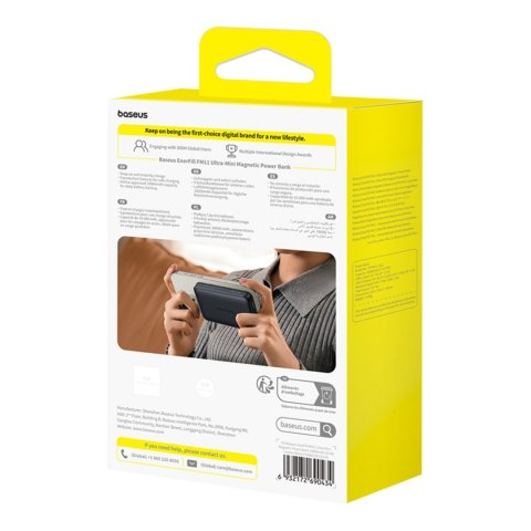 Powerbank 10000mAh 22.5W z kablem USB-C EnerFill FM11 Ultra-Mini MagSafe - czarny