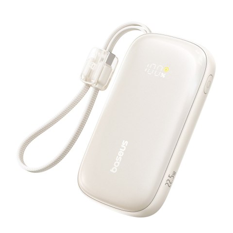 Powerbank 10000mAh 22.5W z kablem smyczą EnerFill FC21 Qpow 3 Ultra - beżowy