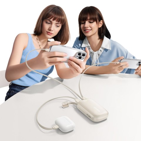 Powerbank 10000mAh 22.5W z kablem smyczą EnerFill FC21 Qpow 3 Ultra - beżowy