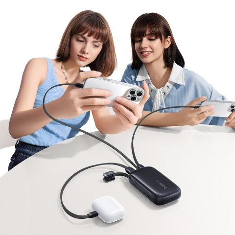 Powerbank 10000mAh 45W z kablem smyczą EnerFill FC21 Qpow 3 Ultra - czarny