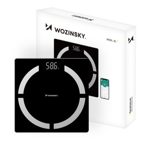 Waga łazienkowa inteligentna analityczna Bluetooth 180 kg - czarna