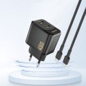 Ładowarka sieciowa 2xUSB-C GaN PD 45W - czarna