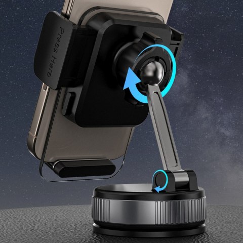 Uchwyt samochodowy do smartfona z przyssawką na deskę rozdzielczą - czarny