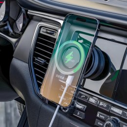Uchwyt samochodowy z ładowarką bezprzewodową przyssawką do smartfona MagSafe 15W