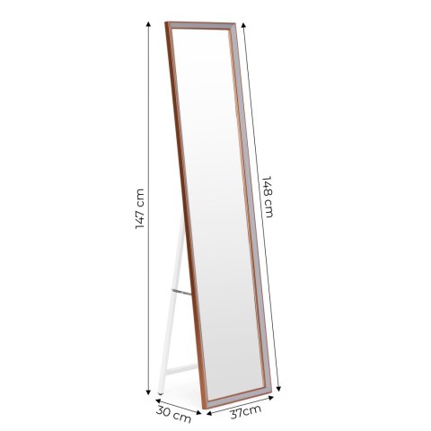 Duże lustro stojące 148 cm aluminiowa rama rozstawiane ModernHome