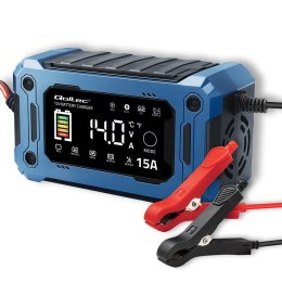 Ładowarka inteligentna Qoltec mikroprocesorowa 12V 15A | Prostownik z funkcją naprawy i podtrzymania zasilania podczas wymiany a
