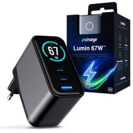 Ładowarka sieciowa 3mk incharge® Lumin 67W z wyświetlaczem TFT QC 4+ PPS USB-C USB-A