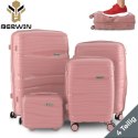 Zestaw walizek BERWIN Torna 4w1 - twarde walizki na kółkach + kosmetyczka DUSTY Rose