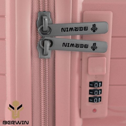 Zestaw walizek BERWIN Torna 4w1 - twarde walizki na kółkach + kosmetyczka DUSTY Rose