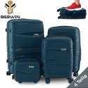 Zestaw walizek BERWIN Torna 4w1 twarde walizki na kółkach + kosmetyczka OCEAN Petrol