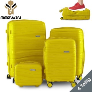 Zestaw walizek BERWIN Torna 4w1 - twarde walizki na kółkach + kosmetyczka Tropic Gelb