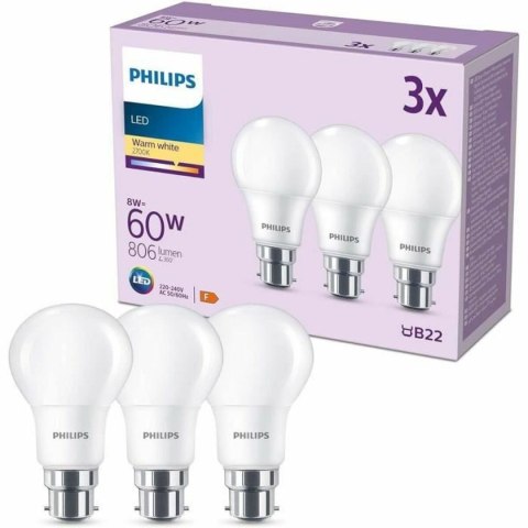 Żarówka LED Philips 60 W Matowy Ciepła Biel F 8 W 60 W B22 3 Sztuk (2700 K)