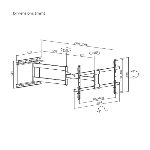 Uchwyt na TV Aisens WT80TSLE-419 43" 80"