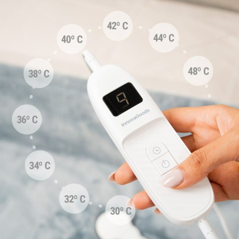 Koc elektryczny InnovaGoods Biały Szary 130 x 180 cm Poliester (Odnowione A)