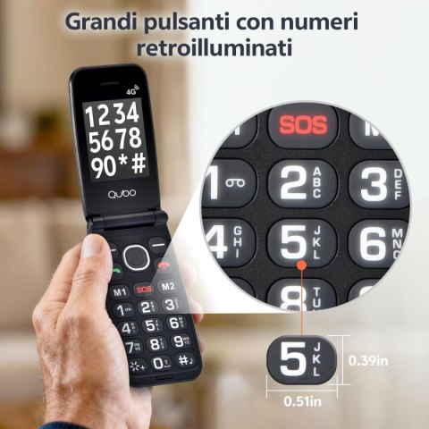 Telefon komórkowy dla seniorów Qubo NEONWBK 4G 2,4" 32 GB Czarny