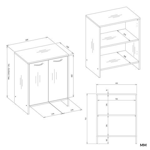 Szafka Łazienkowa NINA 2DUM BIAŁY 2 Drzwi Półki Regał Pod Umywalkę