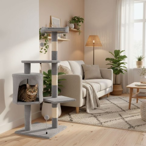 Drapak dla kota legowisko słupek wieża do drapania domek 110 cm szary Petsi