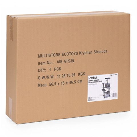 Drapak dla kota legowisko słupek wieża do drapania domek 146 cm szary Petsi