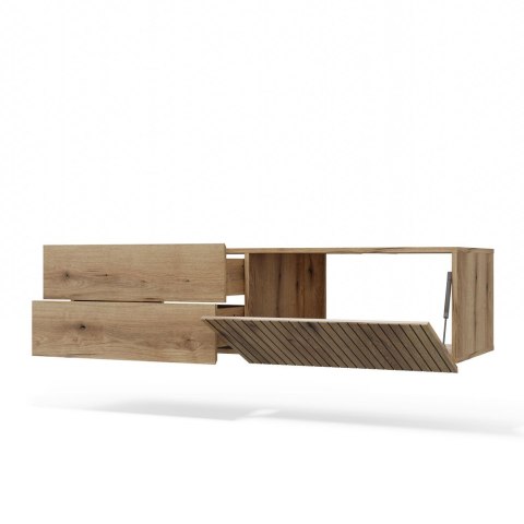 SZAFKA POD UMYWALKĘ TIGO 1D2S DĄB EVOKE 140 CM 2 SZUFLADY RYFLOWANY FRONT WISZĄCA