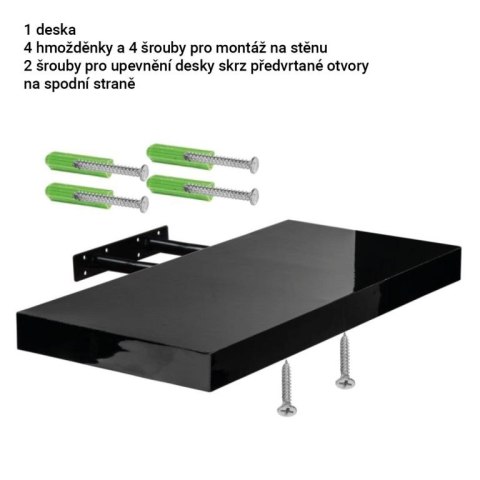 Stilista Półka ścienna, komplet 2 szt, 60 cm, biały połysk