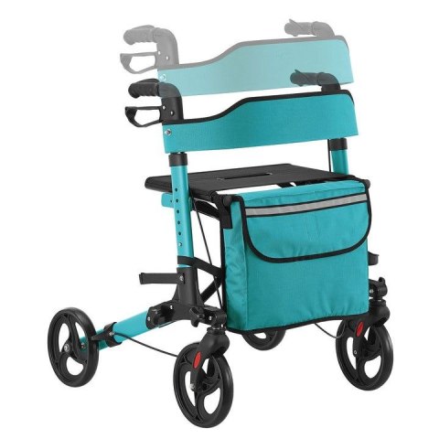 Aluminiowy chodzik składany z siedziskiem i torbą, turkusowy