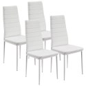 Białe krzesła do kuchni, zestaw 4 szt., stal, PVC, wygodne