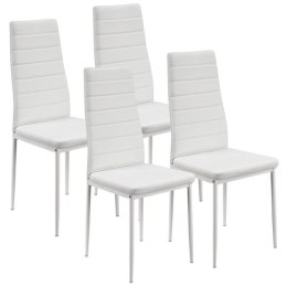 Białe krzesła do kuchni, zestaw 4 szt., stal, PVC, wygodne