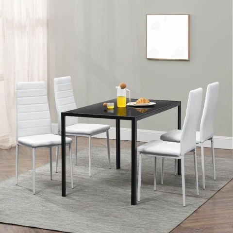 Białe krzesła do kuchni, zestaw 4 szt., stal, PVC, wygodne