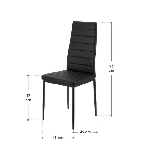 Czarne krzesła do kuchni, zestaw 4, stal i PVC