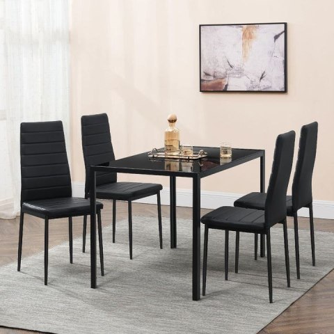 Czarne krzesła do kuchni, zestaw 4, stal i PVC