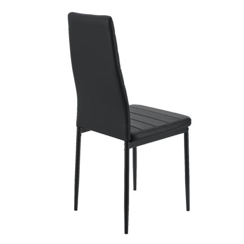 Czarne krzesła do kuchni, zestaw 4, stal i PVC