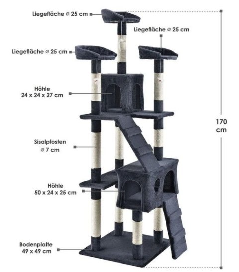 Drapak Amy z domkami, platformami i myszkami, 170 cm