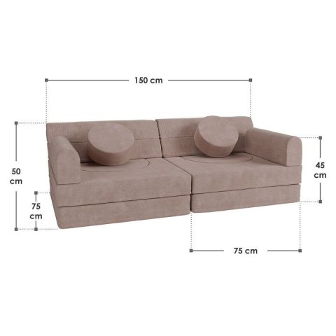 Dziecięca sofa kreatywna różowa, pianka PU, 150x75x50 cm