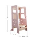 Różowa wieża edukacyjna dla dzieci, regulowana, bezpieczna
