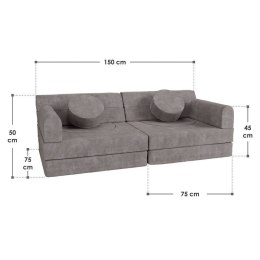 Sofa modułowa dla dzieci szara manchester 150x75x50 cm