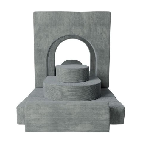 Szara sofa modułowa dla dzieci z pianki, zdejmowane pokrowce