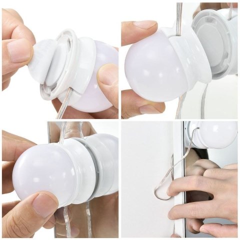 Toaletka kosmetyczna LED, biała, z szufladą i półkami