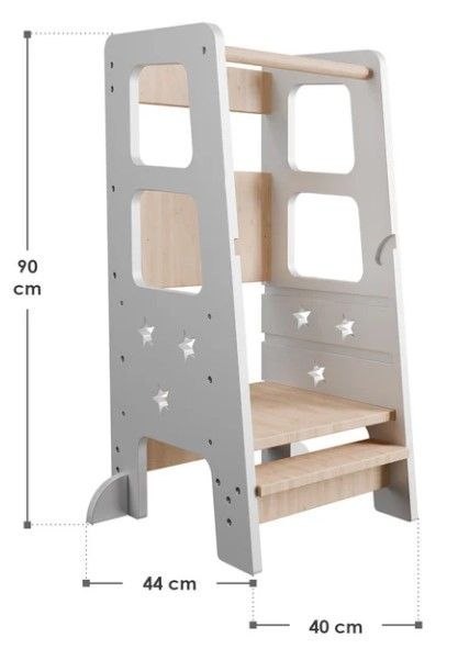 Wieża edukacyjna dla dzieci z regulacją wysokości, biała