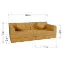 Żółta sofa modułowa dla dzieci z pianki, 150x75x50 cm